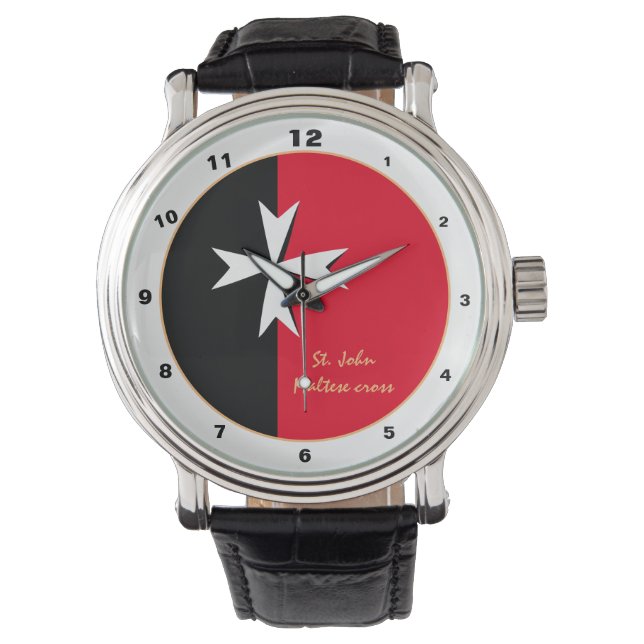 Maltese Cross & Malta Flag trendy fashion /design Watch (Front)