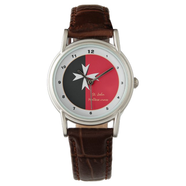 Maltese Cross & Malta Flag trendy fashion /design Watch (Front)