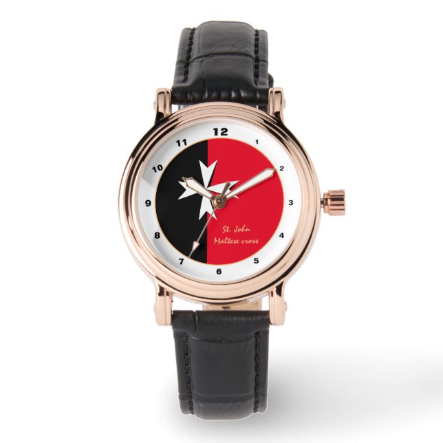 Maltese Cross & Malta Flag trendy fashion /design Watch (Front)