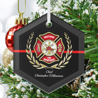 Maltese Cross Personalised Firefighter Ornament