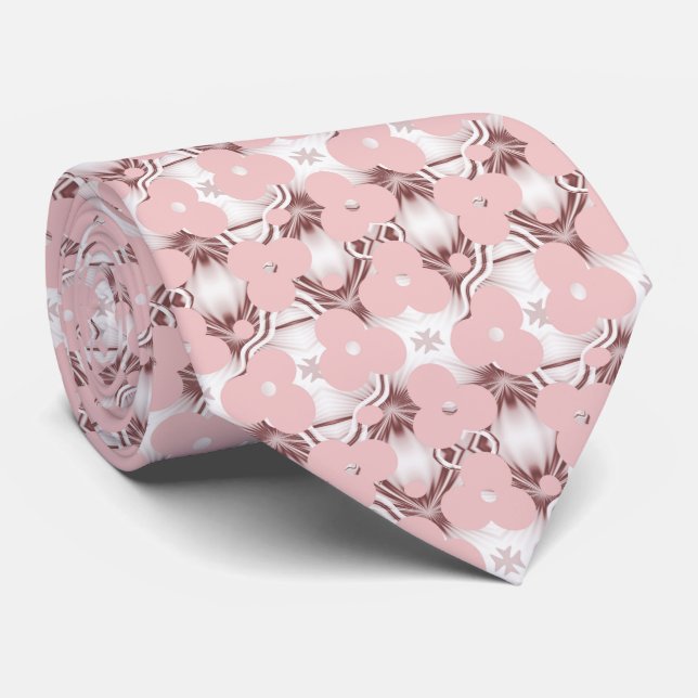 Maltese Cross Pink Floral Pattern  Tie (Rolled)