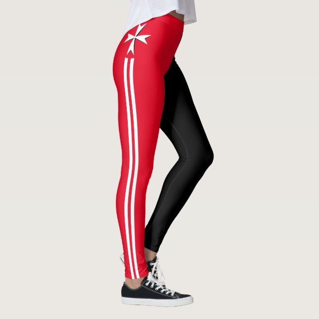 Maltese Cross Red & White, Knights fashion / Malta Leggings (Right)