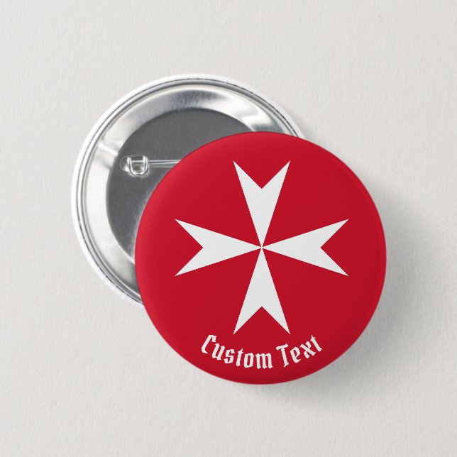 Maltese Cross Symbol 6 Cm Round Badge (Front & Back)