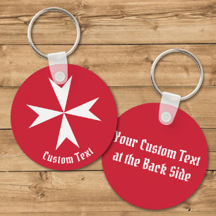 Maltese Cross Symbol Key Ring
