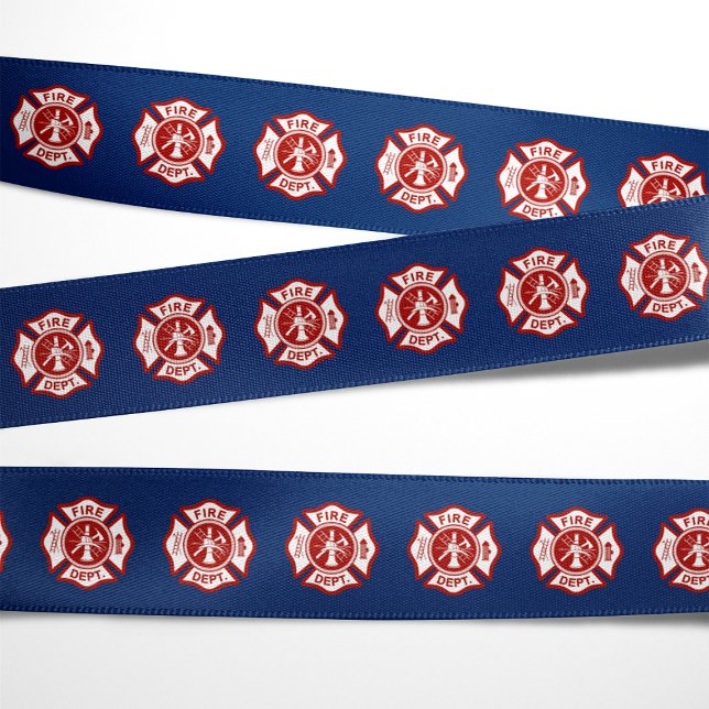 Maltese Cross Symbol Pattern Navy Grosgrain Ribbon (Creator Uploaded)