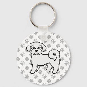 Maltese Cute Cartoon Dog Illustration Key Ring