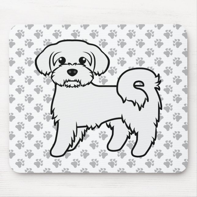 Maltese Cute Cartoon Dog Illustration Mouse Mat (Front)