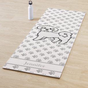 Maltese Cute Cartoon Dog With Custom Name Yoga Mat