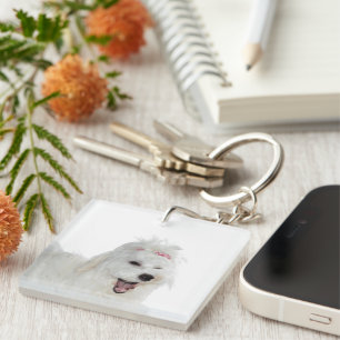 Maltese Cute Fluffy White Lili Key Ring