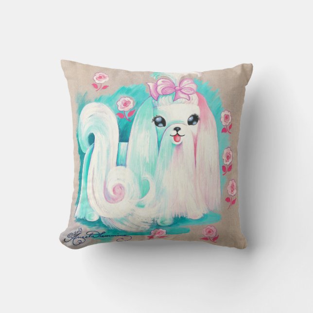 Maltese Cute Puppy Dog Cushion (Front)