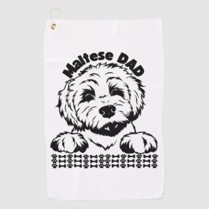 Maltese Dad Black and White Design Maltese Dog Golf Towel