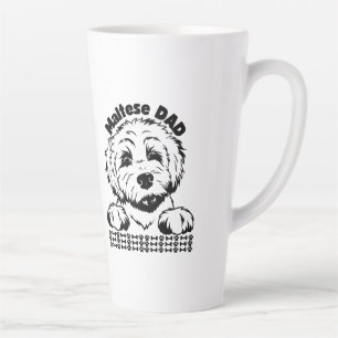 Maltese Dad Black and White Design Maltese Dog Latte Mug