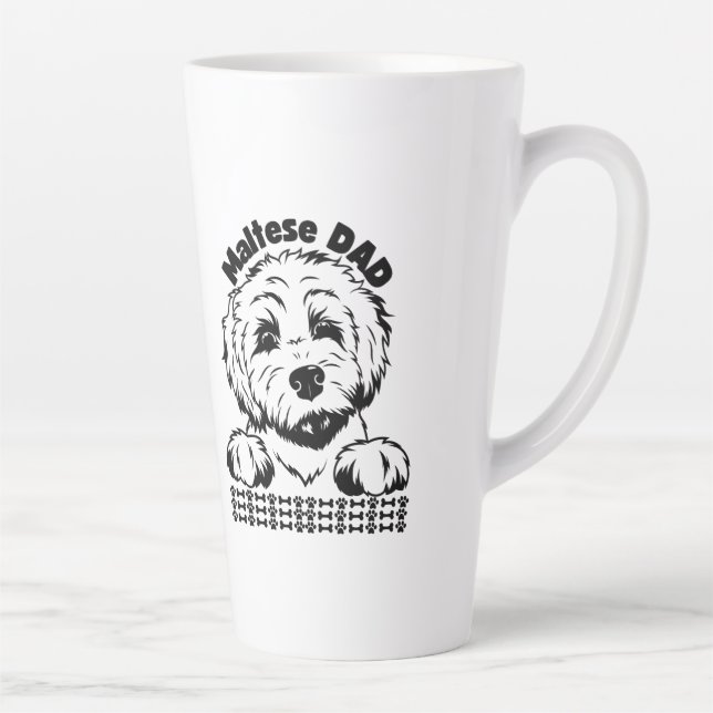 Maltese Dad Black and White Design | Maltese Dog  Latte Mug (Right)