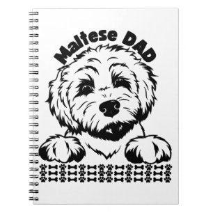 Maltese Dad Black and White Design Maltese Dog Notebook