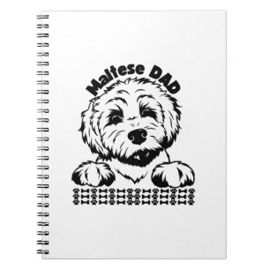 Maltese Dad Black and White Design Maltese Dog Notebook
