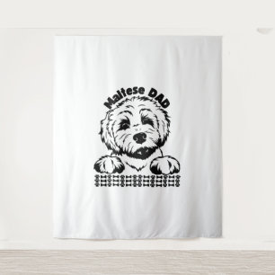 Maltese Dad Black and White Design  Maltese Dog Tapestry