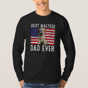 Maltese Dad Usa American Flag Maltese Dog Owner T-Shirt