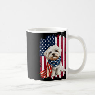 Maltese Dog American Flag 4th Of July Maltese Dog Coffee Mug
