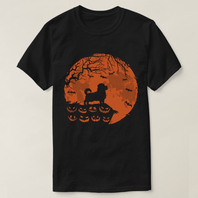 Maltese Dog And Moon Halloween Dog Lover Gift T-Shirt (Design Front)