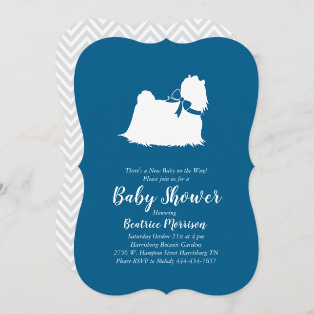 Maltese Dog Baby Shower Blue Boy Invitation (Front/Back)