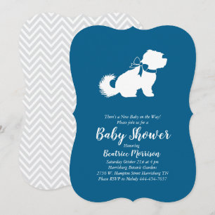 Maltese Dog Baby Shower Blue Boy Invitation