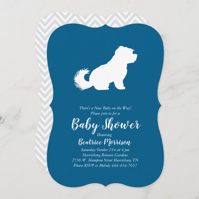 Maltese Dog Baby Shower Blue Boy Invitation (Front/Back)