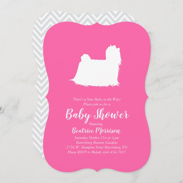 Maltese Dog Baby Shower Pink Girl Invitation (Front/Back)