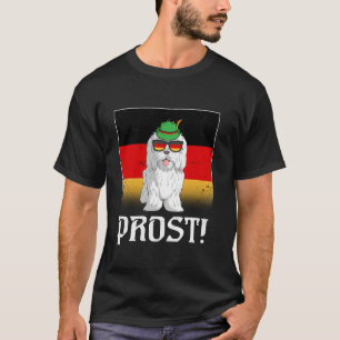 Maltese Dog Beer Oktoberfest Prost German Flag Fun T-Shirt