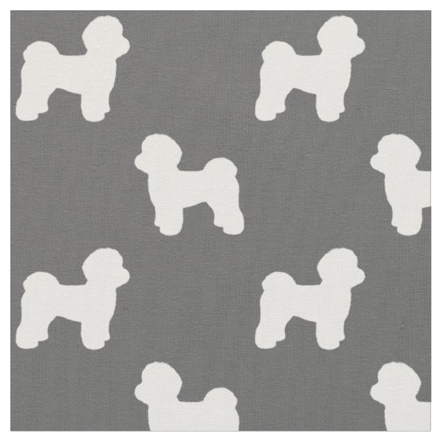 Maltese Dog Breed Silhouettes Patterned Fabric (Close Up)