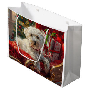 Maltese Dog Christmas Festive Large Gift Bag