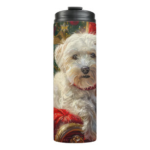 Maltese Dog Christmas Festive Thermal Tumbler