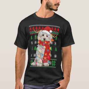 Maltese Dog Christmas Light Puppy Pet T-Shirt