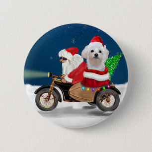 Maltese Dog Christmas Santa Claus 6 Cm Round Badge