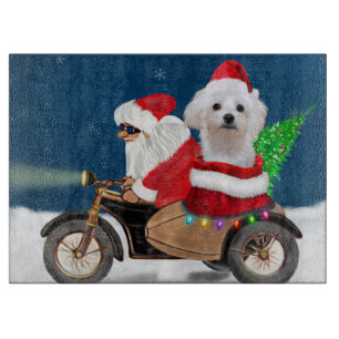 Maltese Dog Christmas Santa Claus Cutting Board