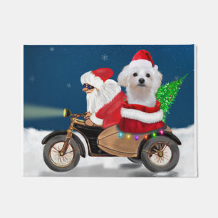 Maltese Dog Christmas Santa Claus Doormat