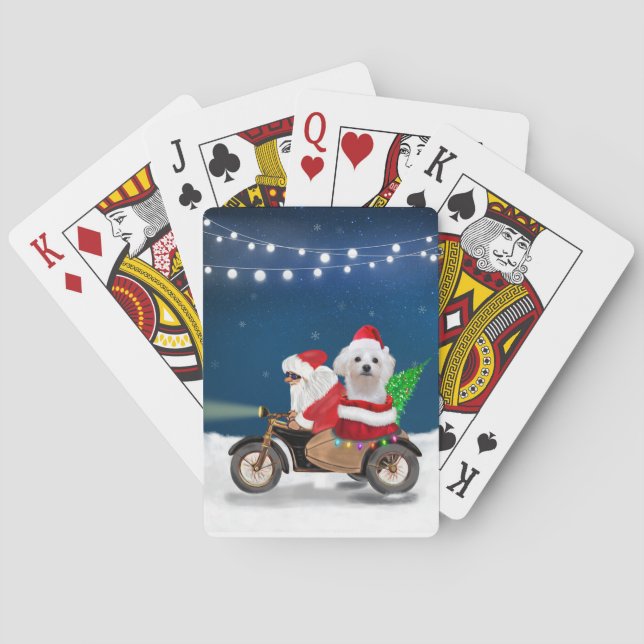 Maltese Dog Christmas Santa Claus  Playing Cards (Back)
