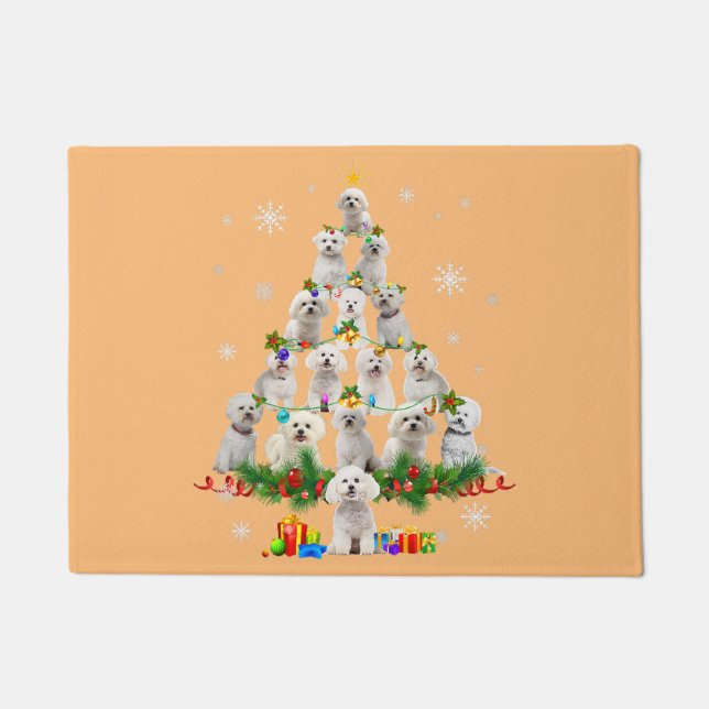  maltese dog christmas tree lights santa xmas dog  doormat (Front)