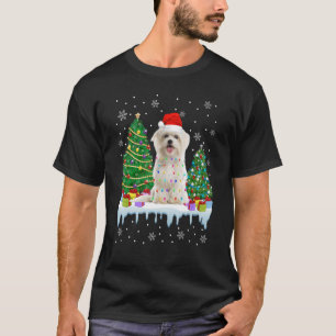 Maltese Dog Christmas Tree Xmas Lights Puppy T-Shirt