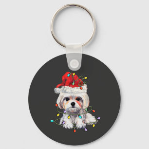 Maltese Dog Christmas, Xmas Maltese Dog Key Ring
