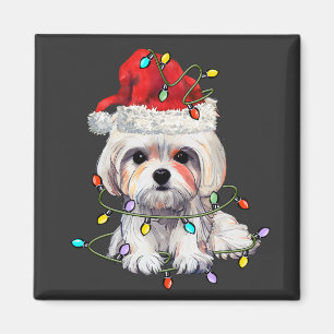 Maltese Dog Christmas, Xmas Maltese Dog Magnet