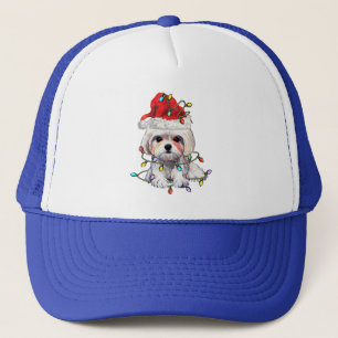 Maltese Dog Christmas, Xmas Maltese Dog Trucker Hat