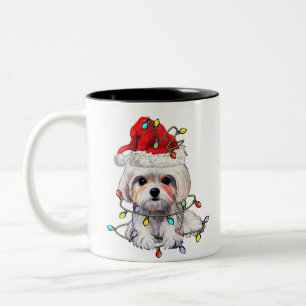 Maltese Dog Christmas, Xmas Maltese Dog Two-Tone Coffee Mug