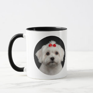 Maltese Dog Coffee Mug, Cute Puppy, Black Style Mug