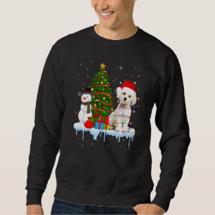 Maltese Dog Costume Santa Lights Hat In Snow Chris Sweatshirt