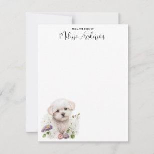 Maltese Dog Cute Puppy Watercolor Personalised Card