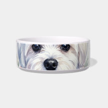 Maltese Dog Floral Wreath Watercolor Art