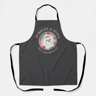 Maltese Dog Grooming Apron | Deluxe Charcoal Grey