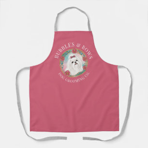 Maltese Dog Grooming Apron Deluxe Pink