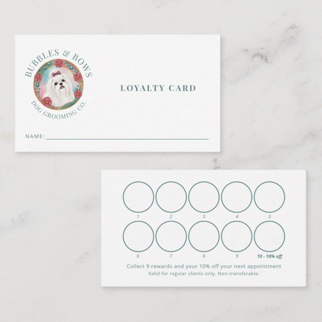 Maltese Dog Grooming Loyalty Card (Front/Back)