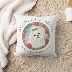 Maltese Dog Grooming Salon Cushion White